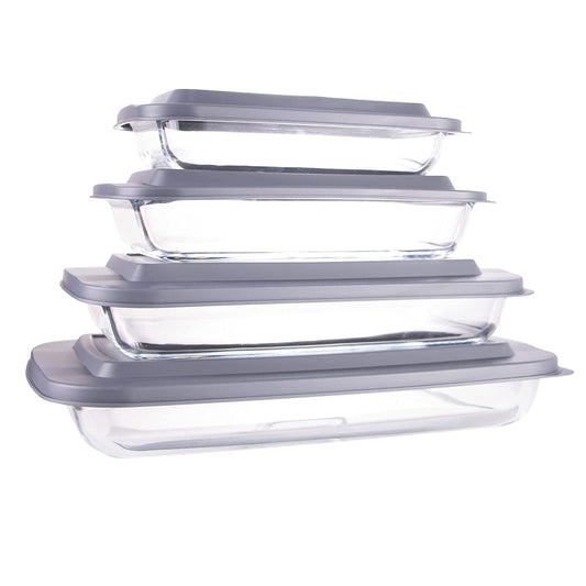 Glass Baking Dish with Lids, Rectangular Glass Baking Pan Bakeware Set