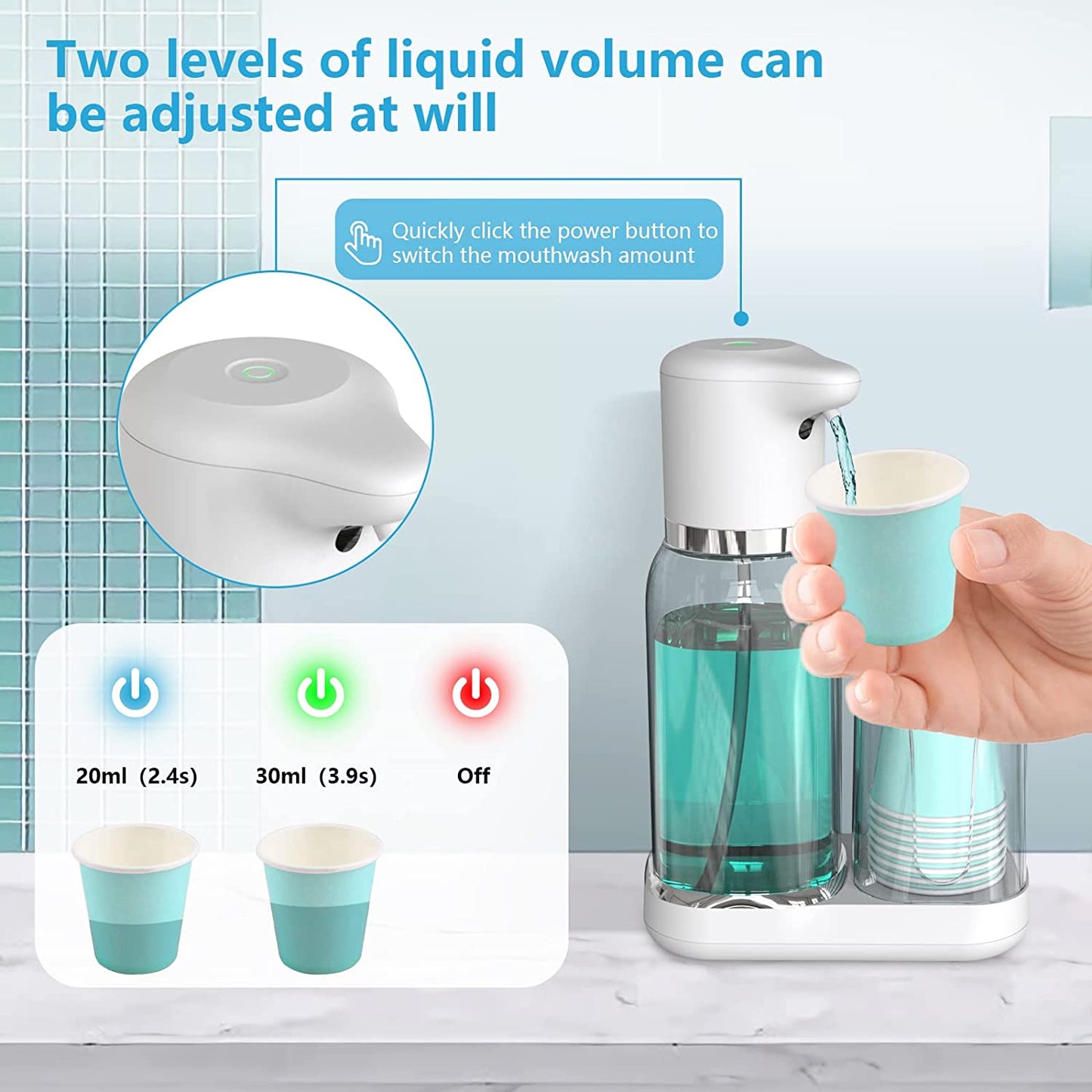 25oz/750ml Automatic Mouthwash Dispenser for Bathroom