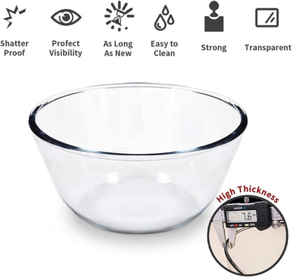 Glass Mixing Bowl with Lids Set of 3 (1.1qt,2.7qt,4.5qt